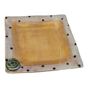 Handmade Studio Pottery Yellow Trinket Dish With a Flower Detail  Artist Signed